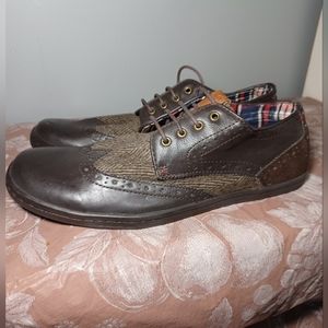 Ben Sherman English Brown leather and Tweed Loafers Size 10
